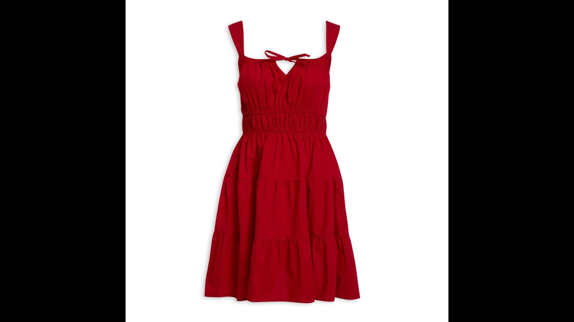 red cotton slide dress