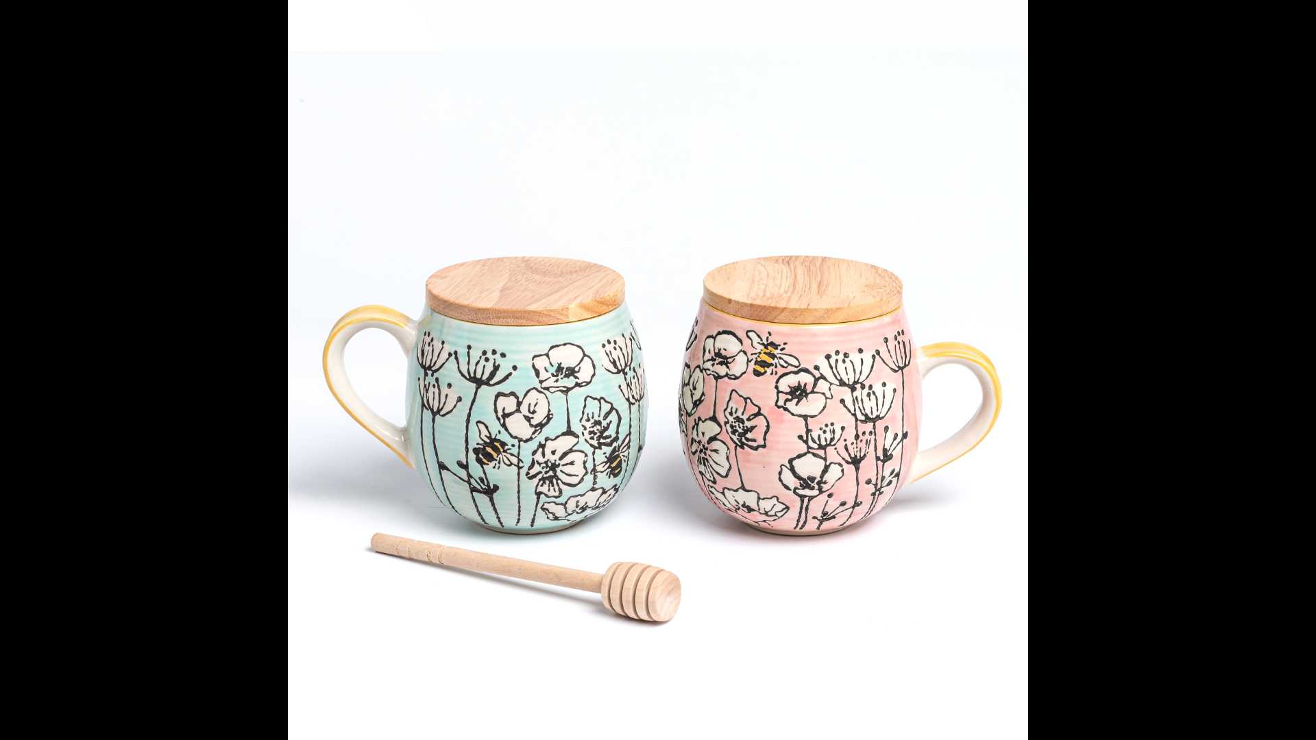 Taimei Teatime Ceramic Coffee Mug with Lid 2pcs 