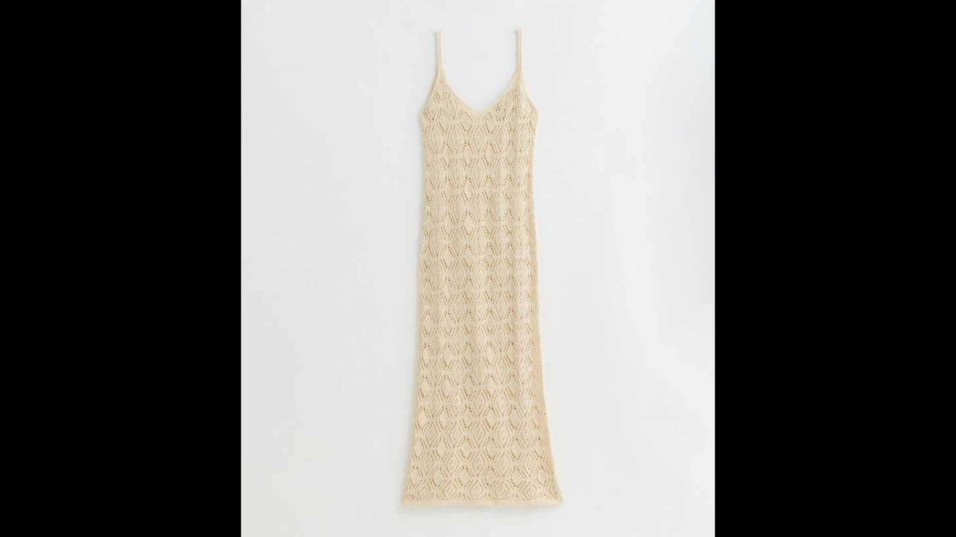 Cream crochet sequin maxi beach dress