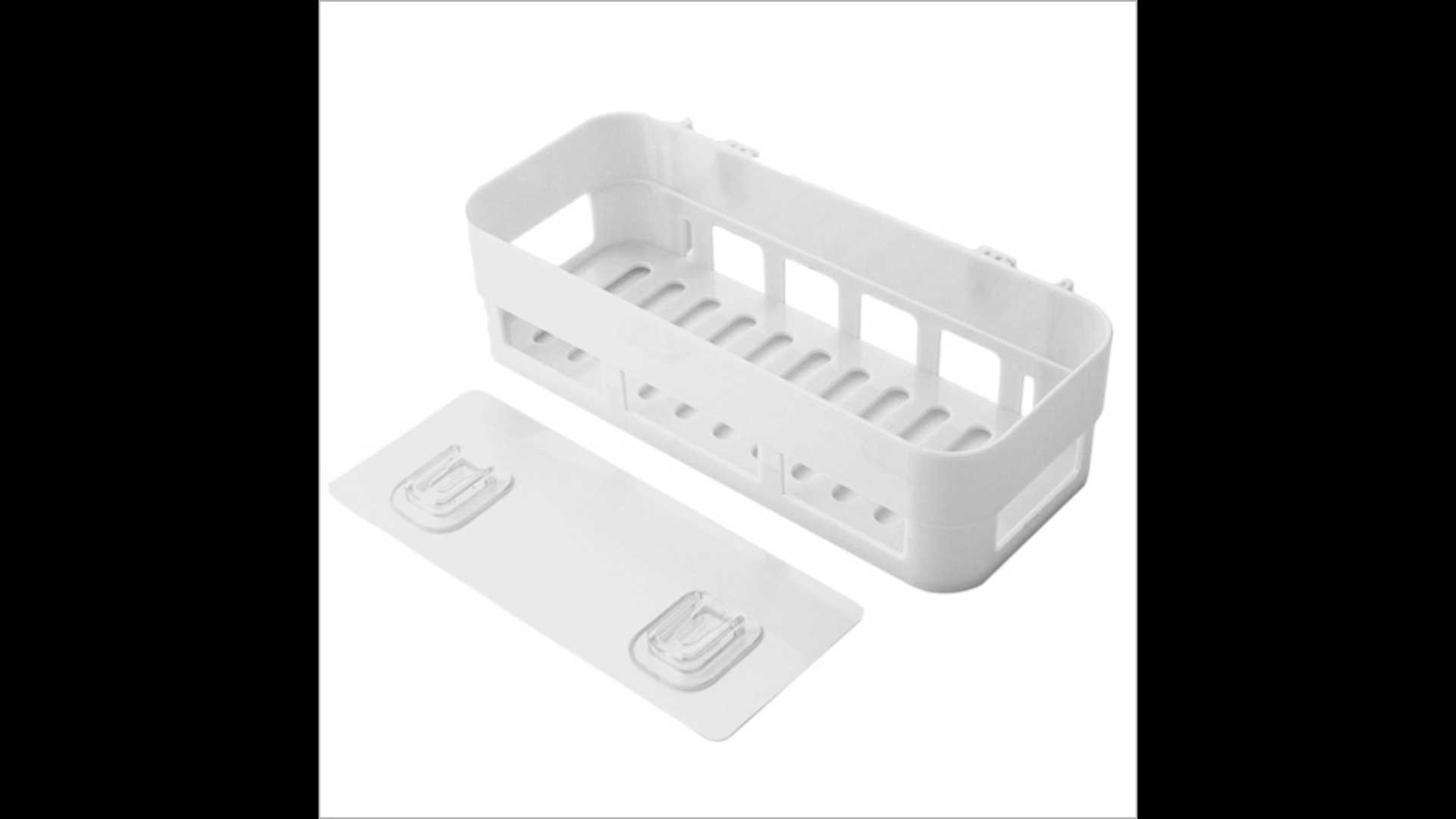 Rectangular plastic wall shelf for bathroom storage