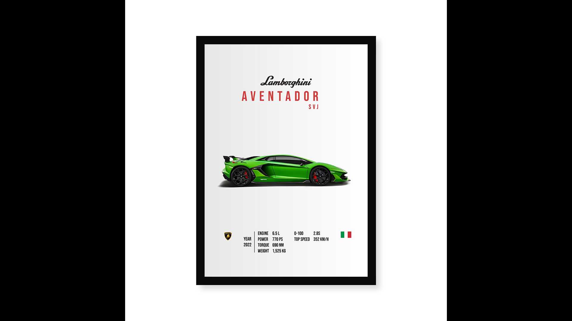 CodersParadise Wooden Lamborghini Aventador SVJ Wall Poster Frame