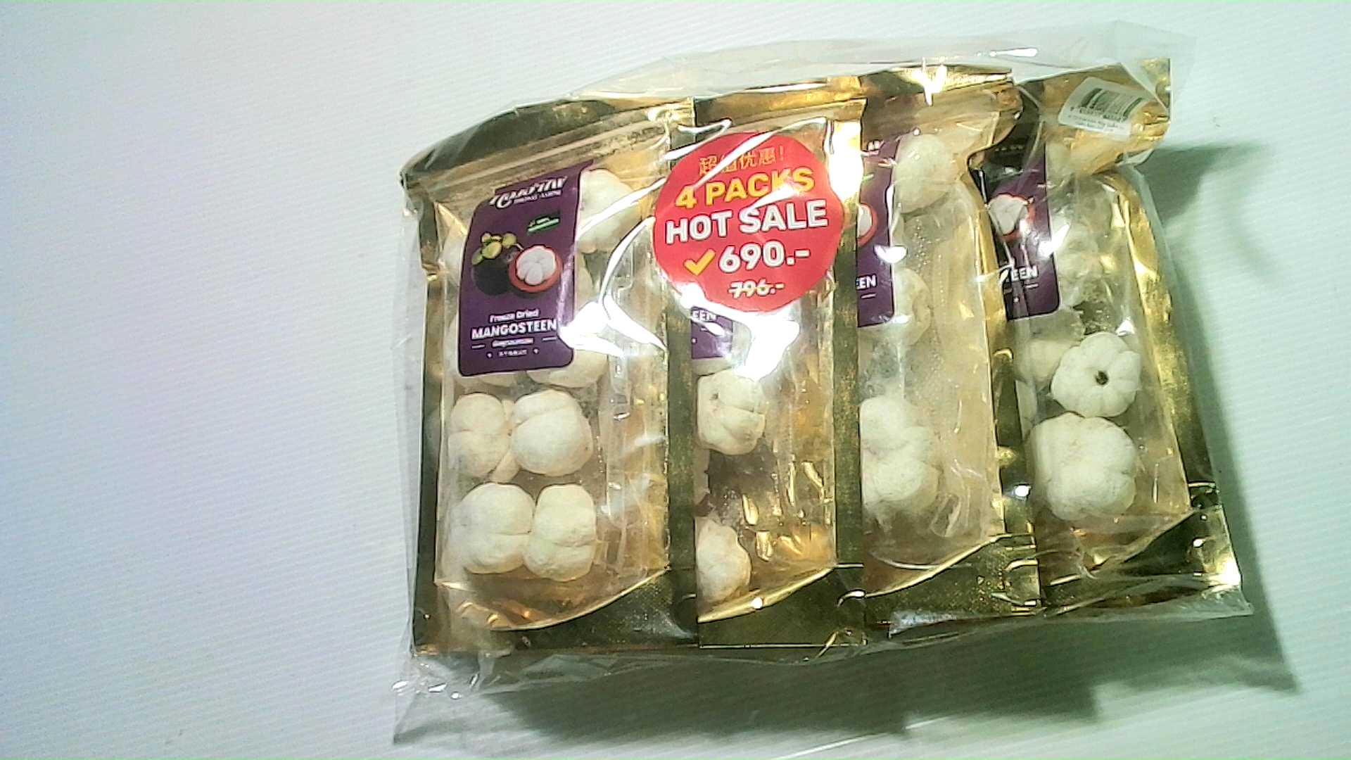 Freeze-dried mangosteen, 4 pieces per pack