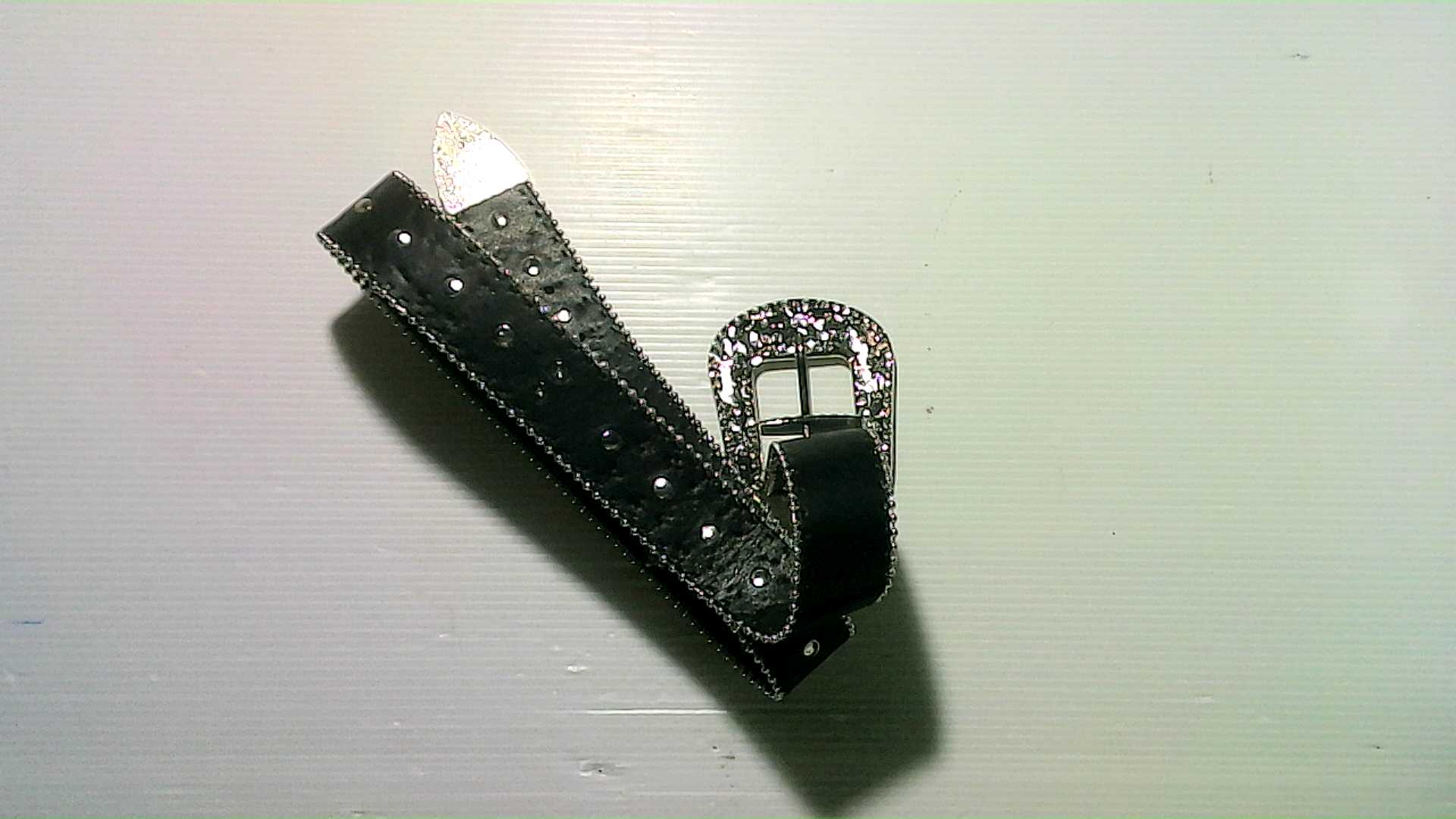 leather belt with sequins