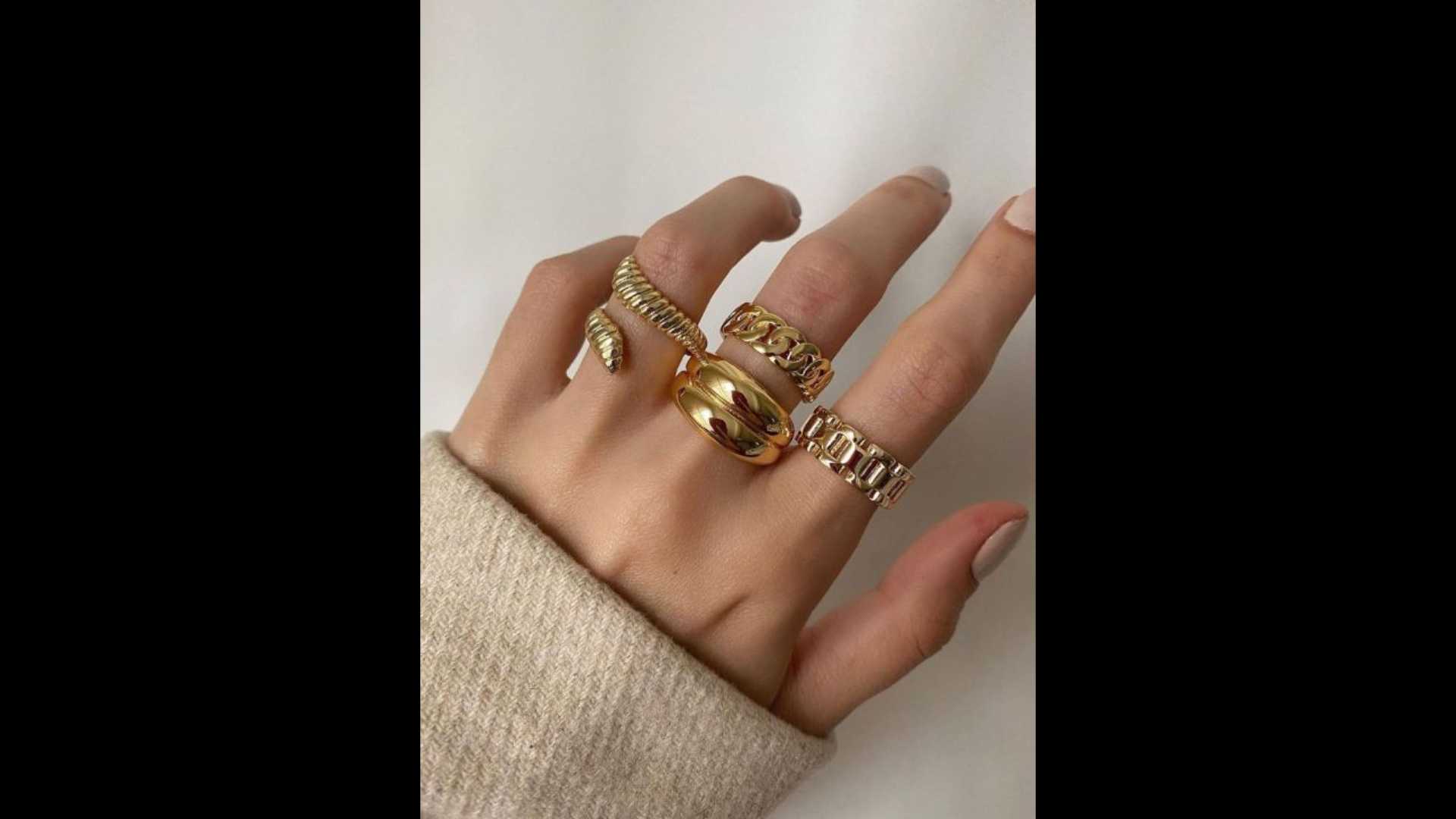 Chain Design Rings (4 pcs) by Shein