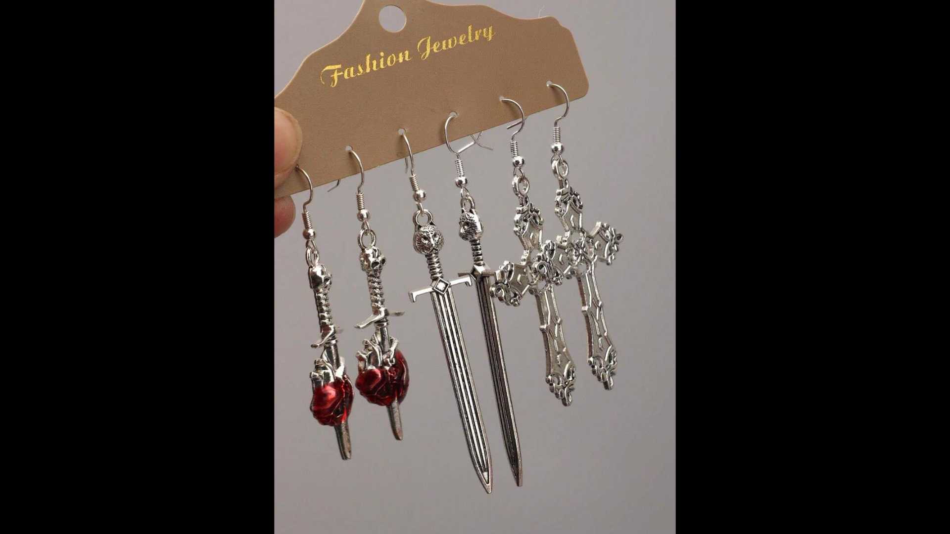 Shein Gothic Earrings, 3 Pairs.